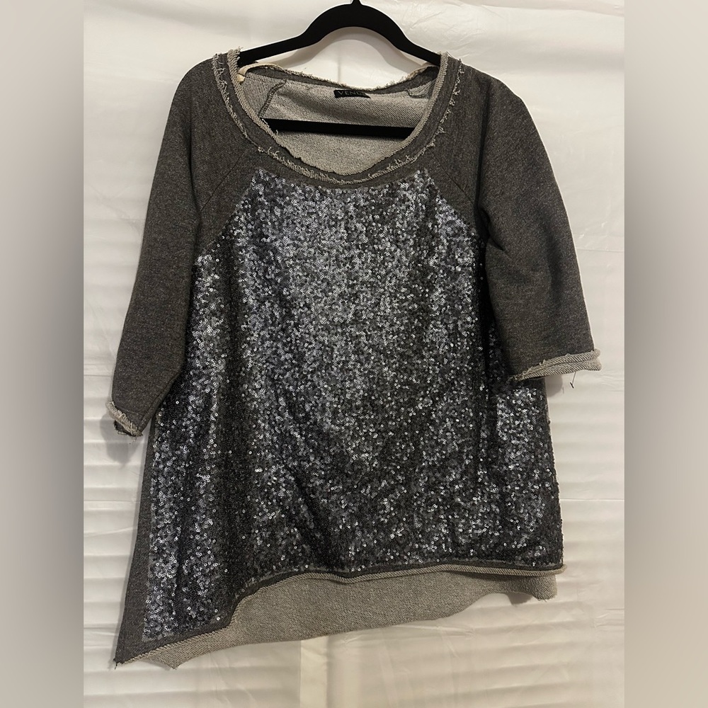 Venus Gray Sequin Women's Top